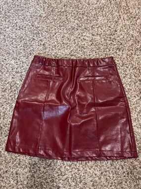 Wine Red Faux Leather Mini Skirt